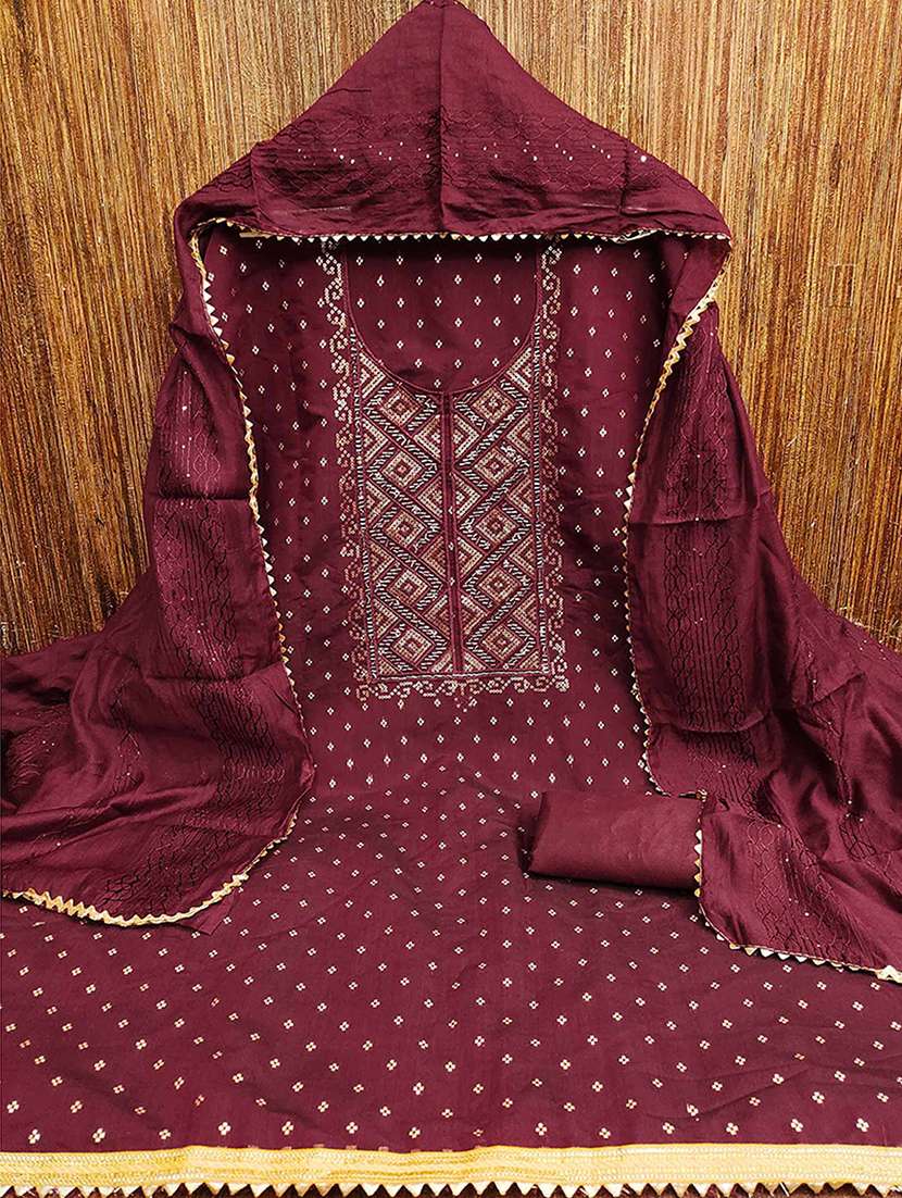 women self design embroidered unstitched suit set - 22252044 -  Standard Image - 1