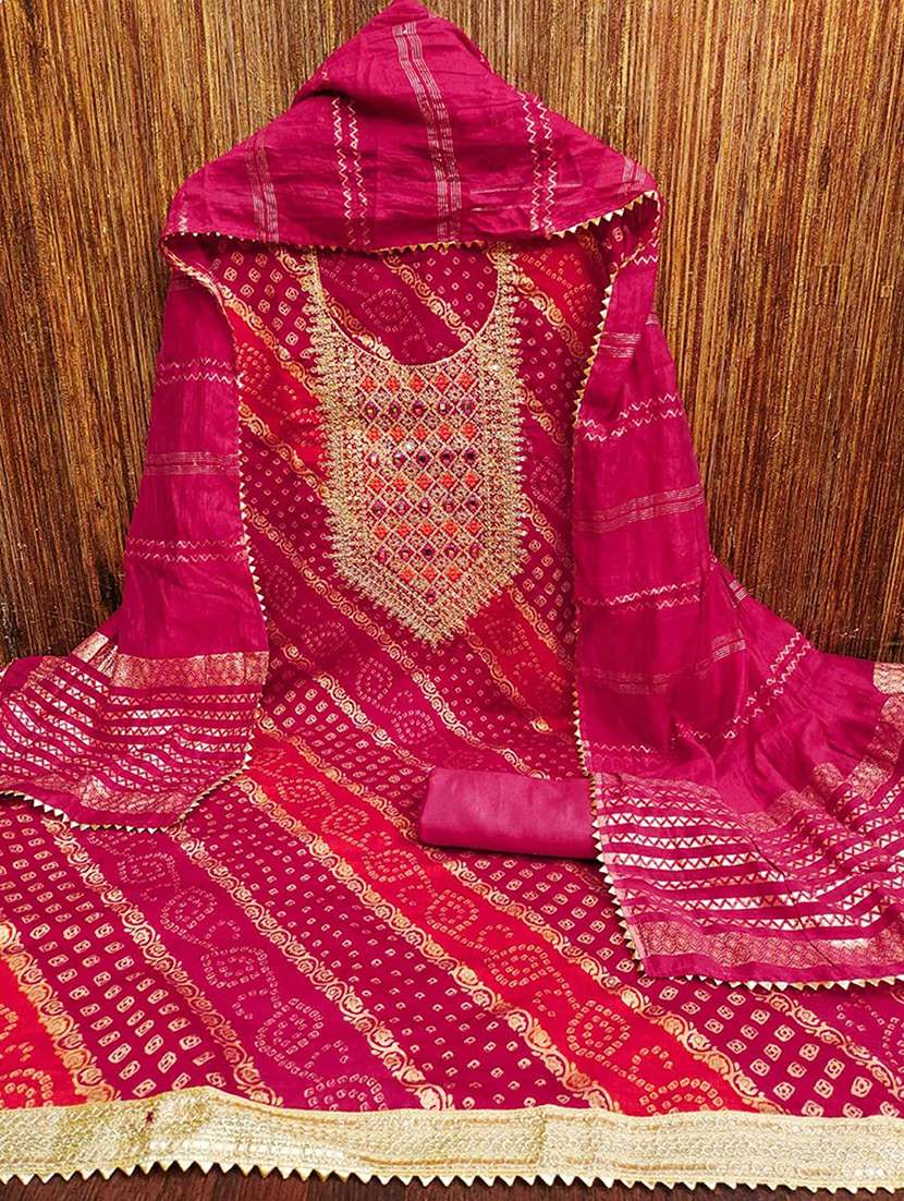 women bandhani embroidered unstitched suit set - 22252054 -  Standard Image - 1