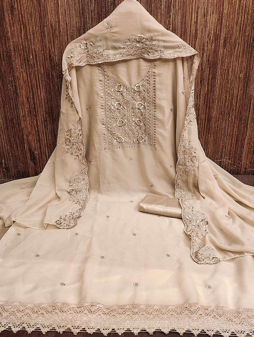 women solid with work embroidered unstitched suit set - 22252106 -  Standard Image - 1