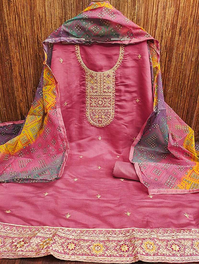 women solid with work embroidered unstitched suit set - 22252148 -  Standard Image - 1