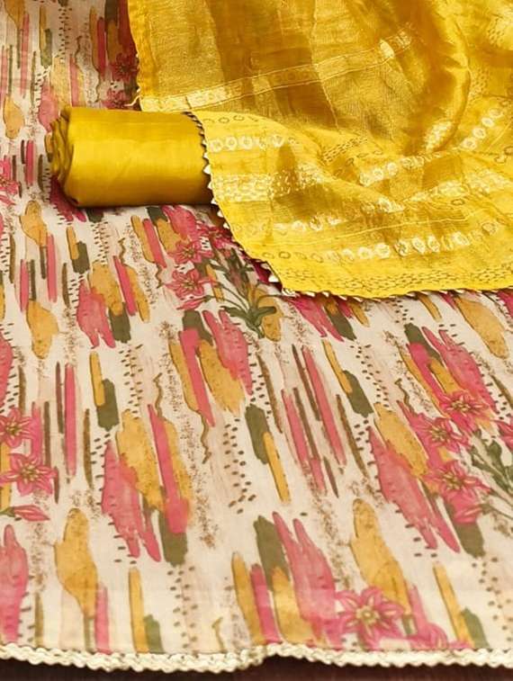 women printed embroidered unstitched suit set - 22253105 -  Standard Image - 4