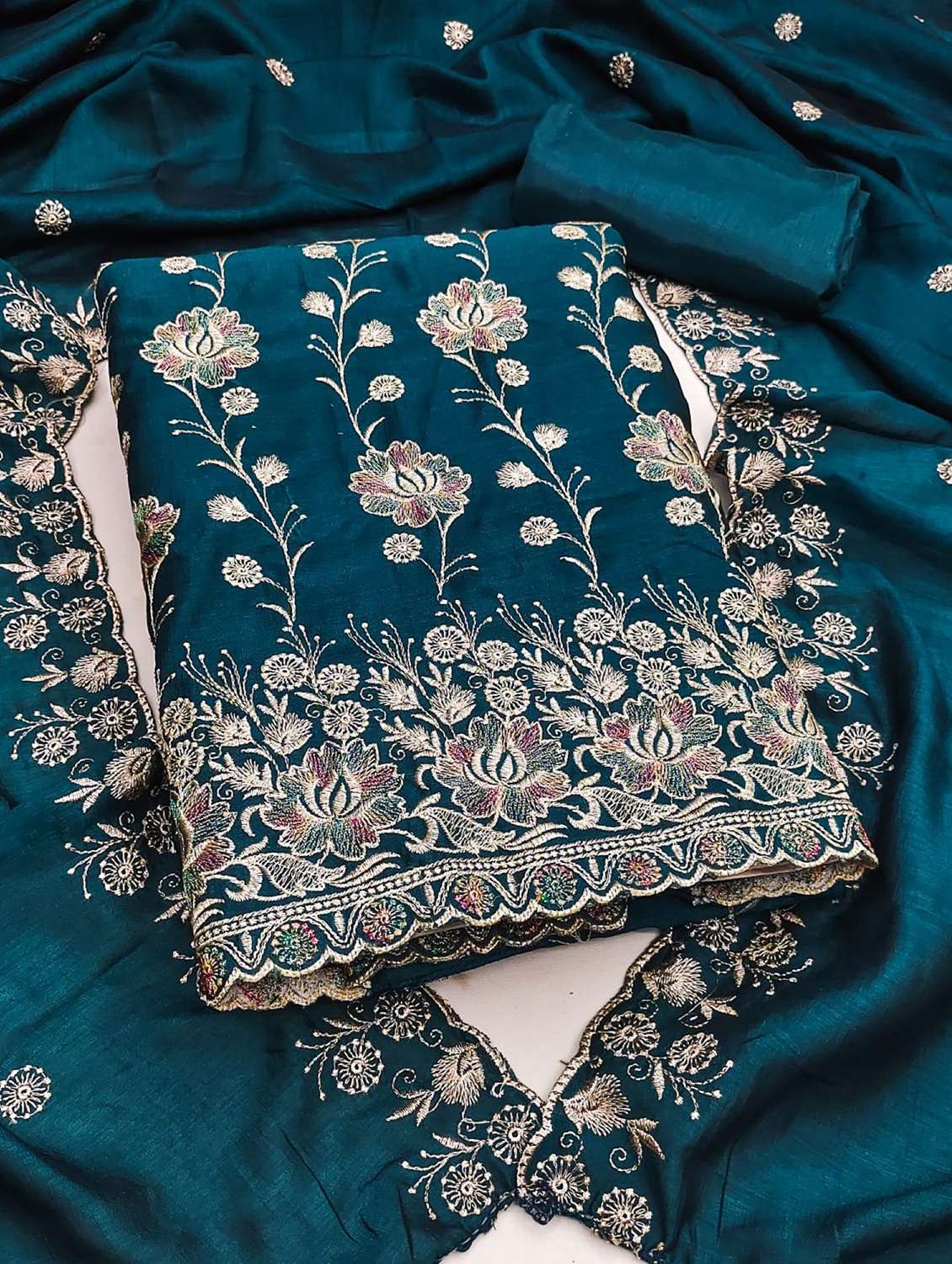 women solid with work embroidered unstitched suit set - 22253114 -  Standard Image - 1