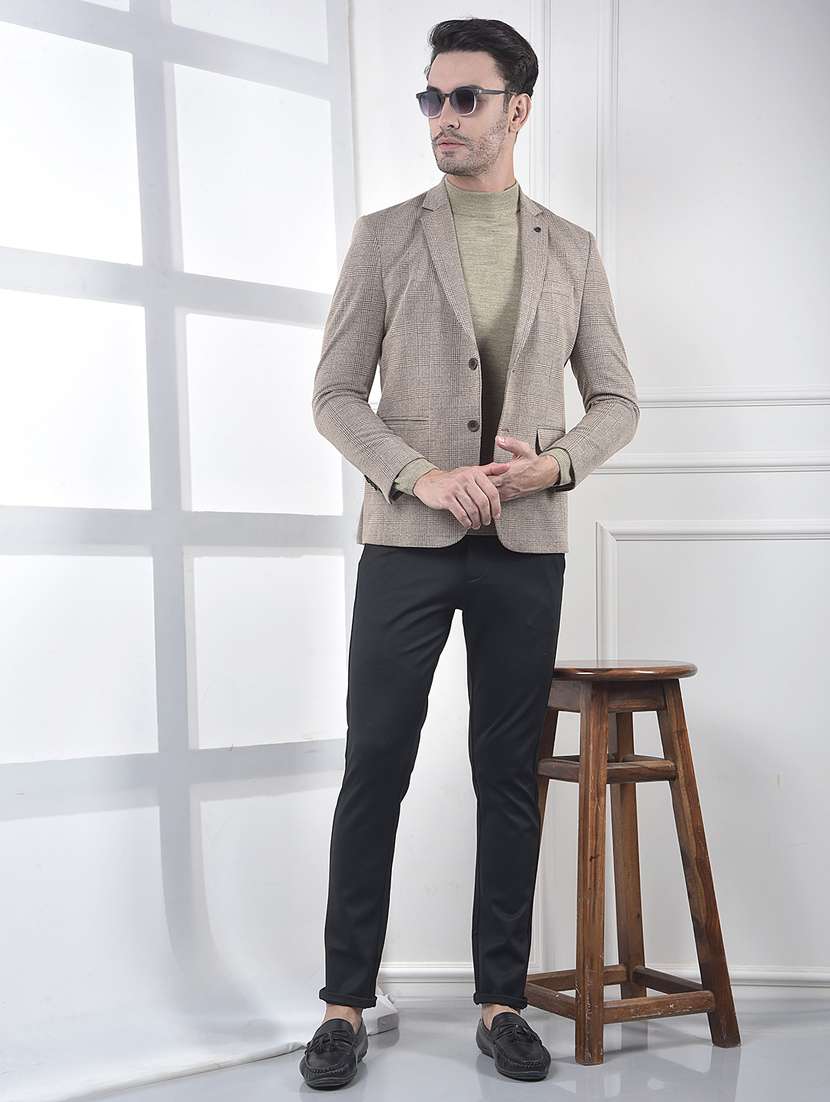 men checkered lapel collar single breasted casual blazer - 22253122 -  Standard Image - 4