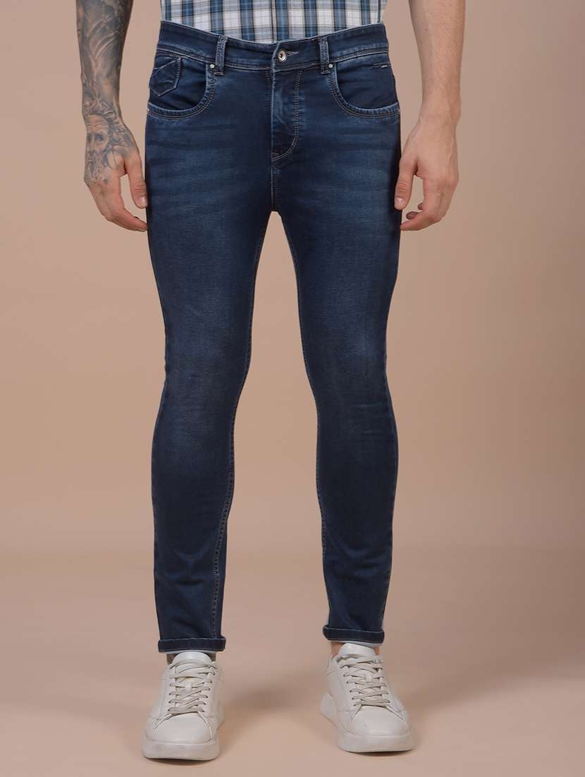 men solid mid rise skinny fit jeans