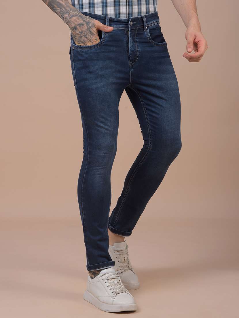 Men Solid Mid Rise Skinny Fit Jeans - 22253136 -  Standard Image - 1