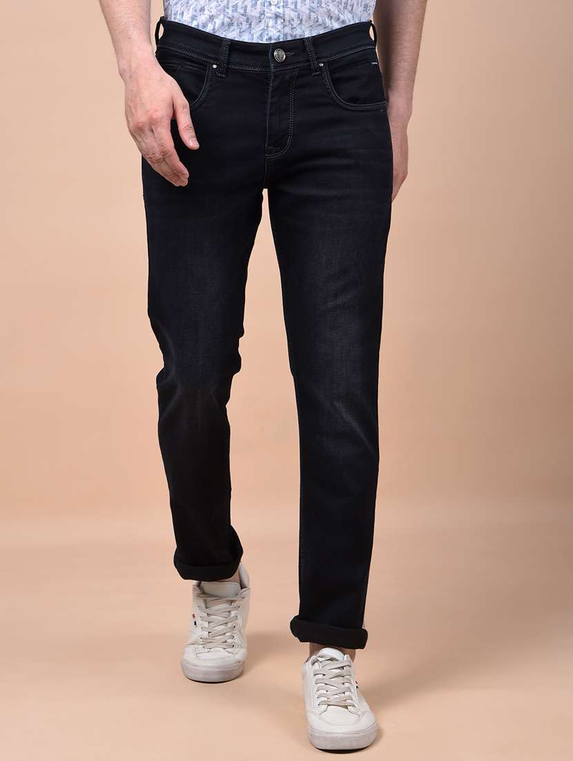 men solid mid rise slim fit jean