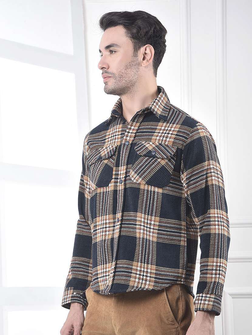 men checkered long sleeve regular fit shacket - 22253145 -  Standard Image - 1