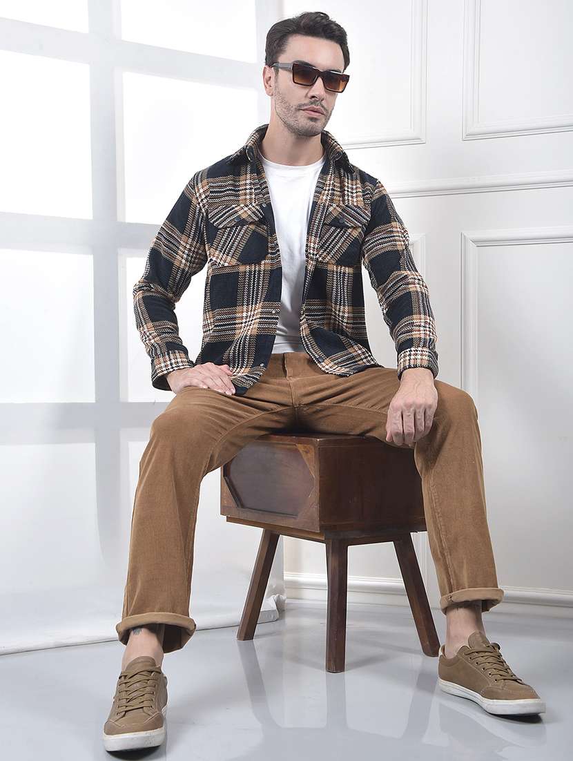 men checkered long sleeve regular fit shacket - 22253145 -  Standard Image - 4