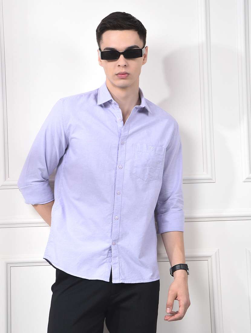 men solid long sleeve slim fit casual shirt