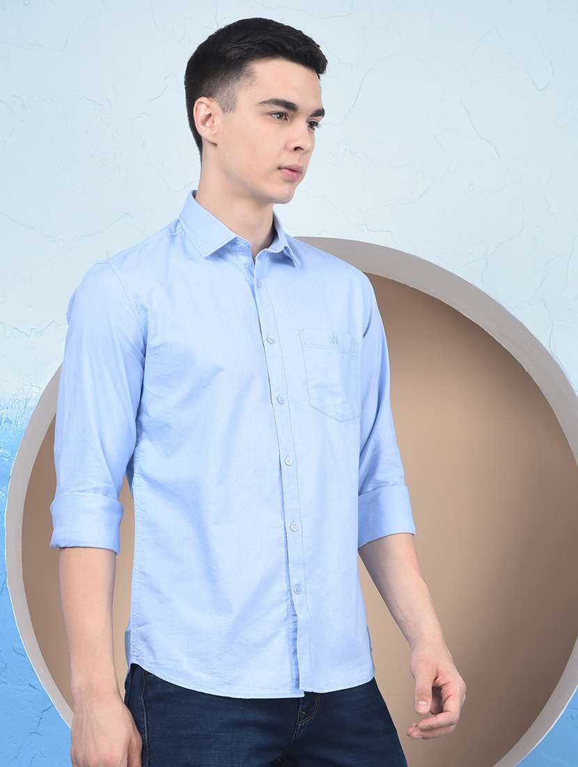 men solid long sleeve slim fit casual shirt - 22253150 -  Standard Image - 1