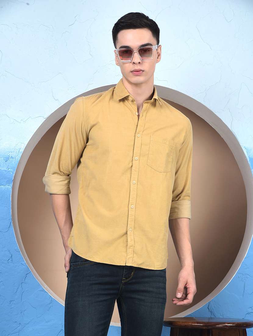 men solid long sleeve slim fit casual shirt
