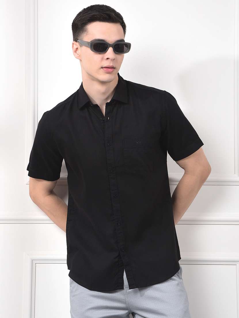 men collared short sleeve casual shirt