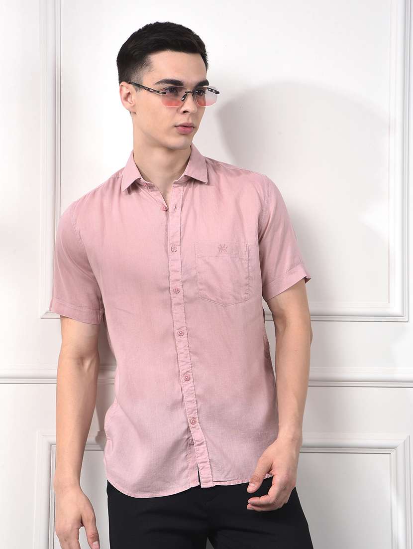 men collared short sleeve casual shirt