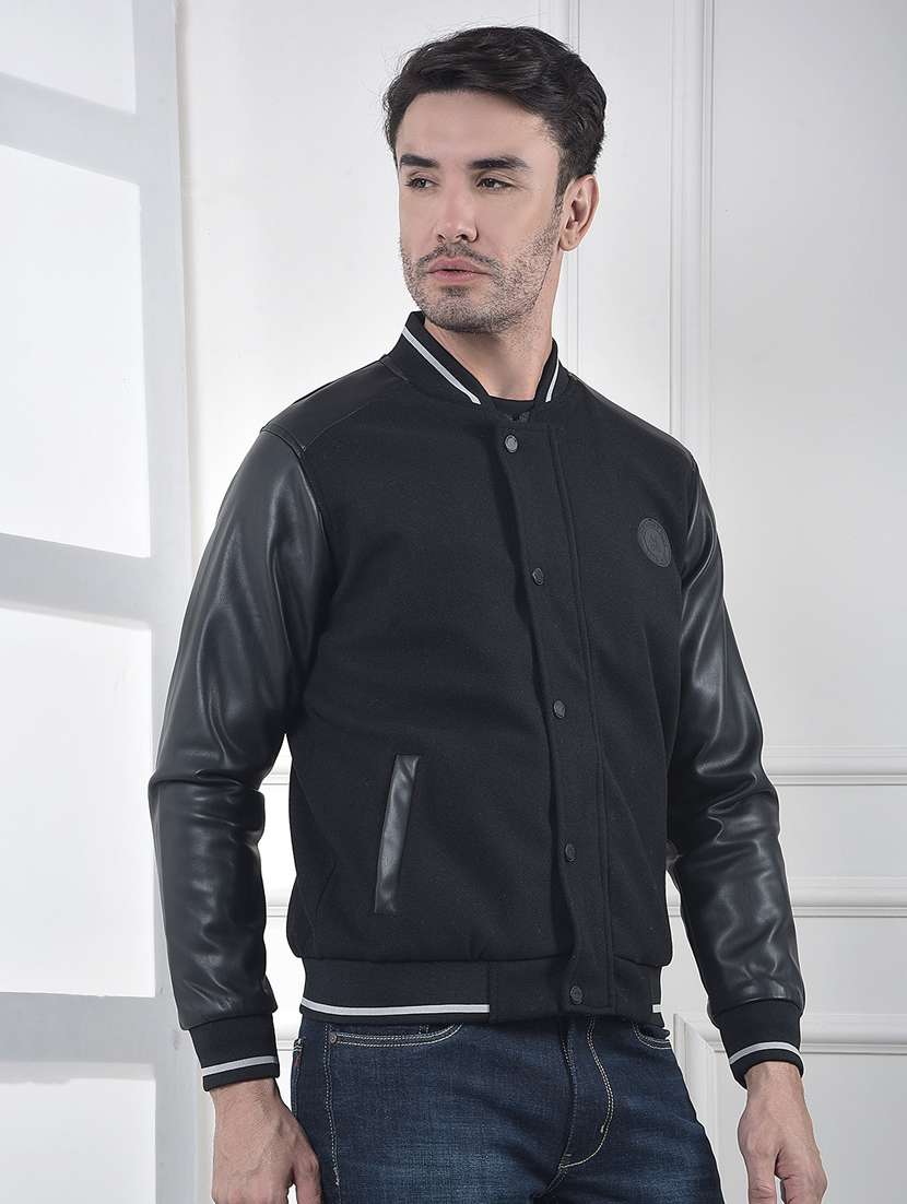 men solid long sleeve varsity jacket - 22253285 -  Standard Image - 1