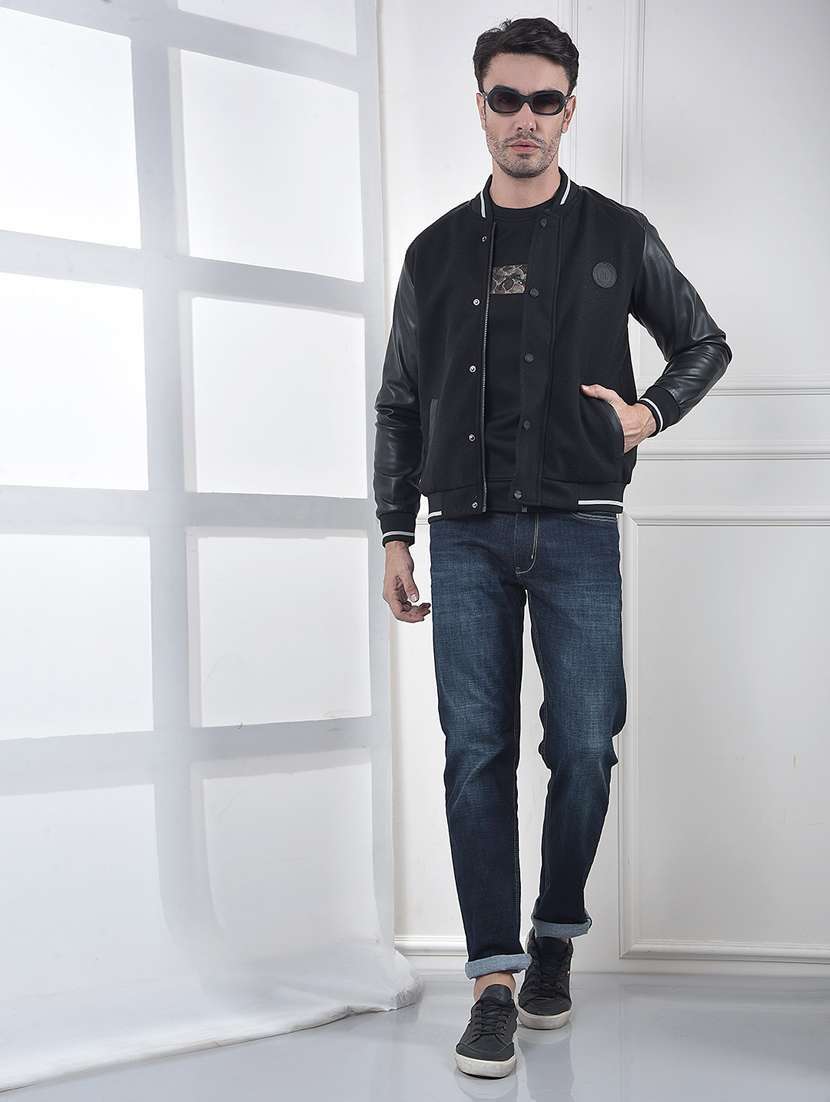 men solid long sleeve varsity jacket - 22253285 -  Standard Image - 4