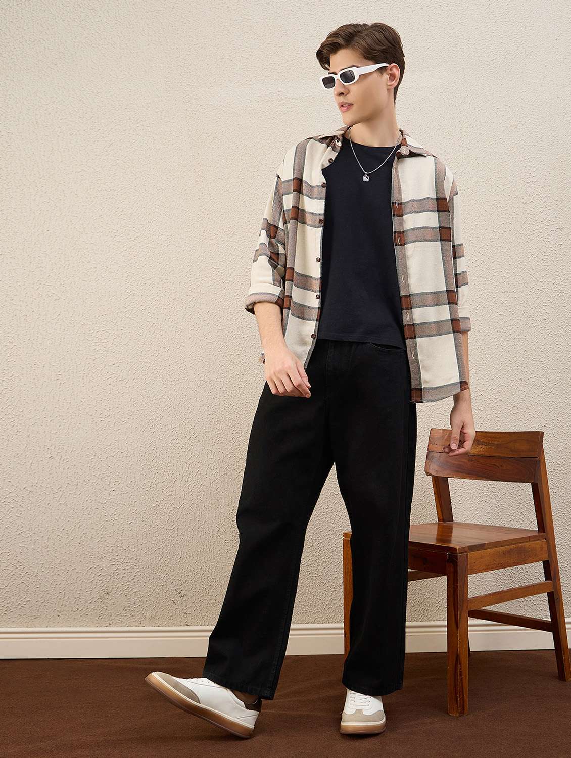 men checkered long sleeve oversized shacket - 22253292 -  Standard Image - 4