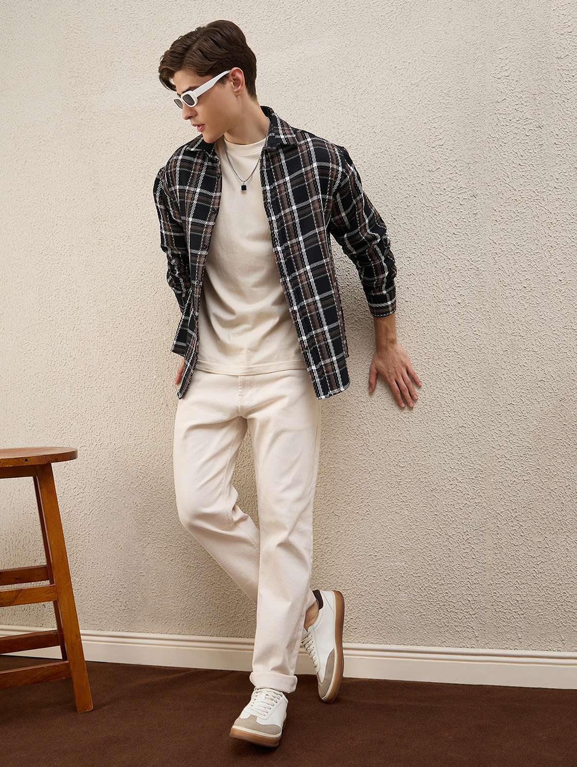 men checkered long sleeve oversized shacket - 22253293 -  Standard Image - 4