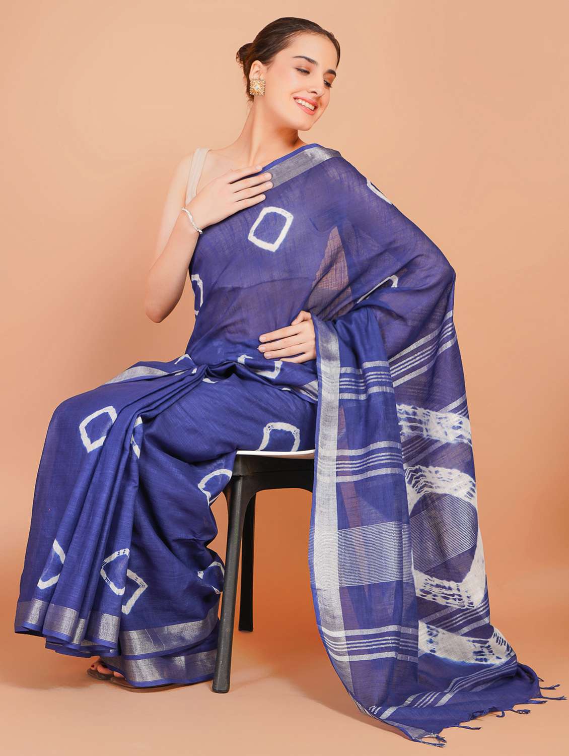 women tie & dye printed saree with blouse - 22253408 -  Standard Image - 1