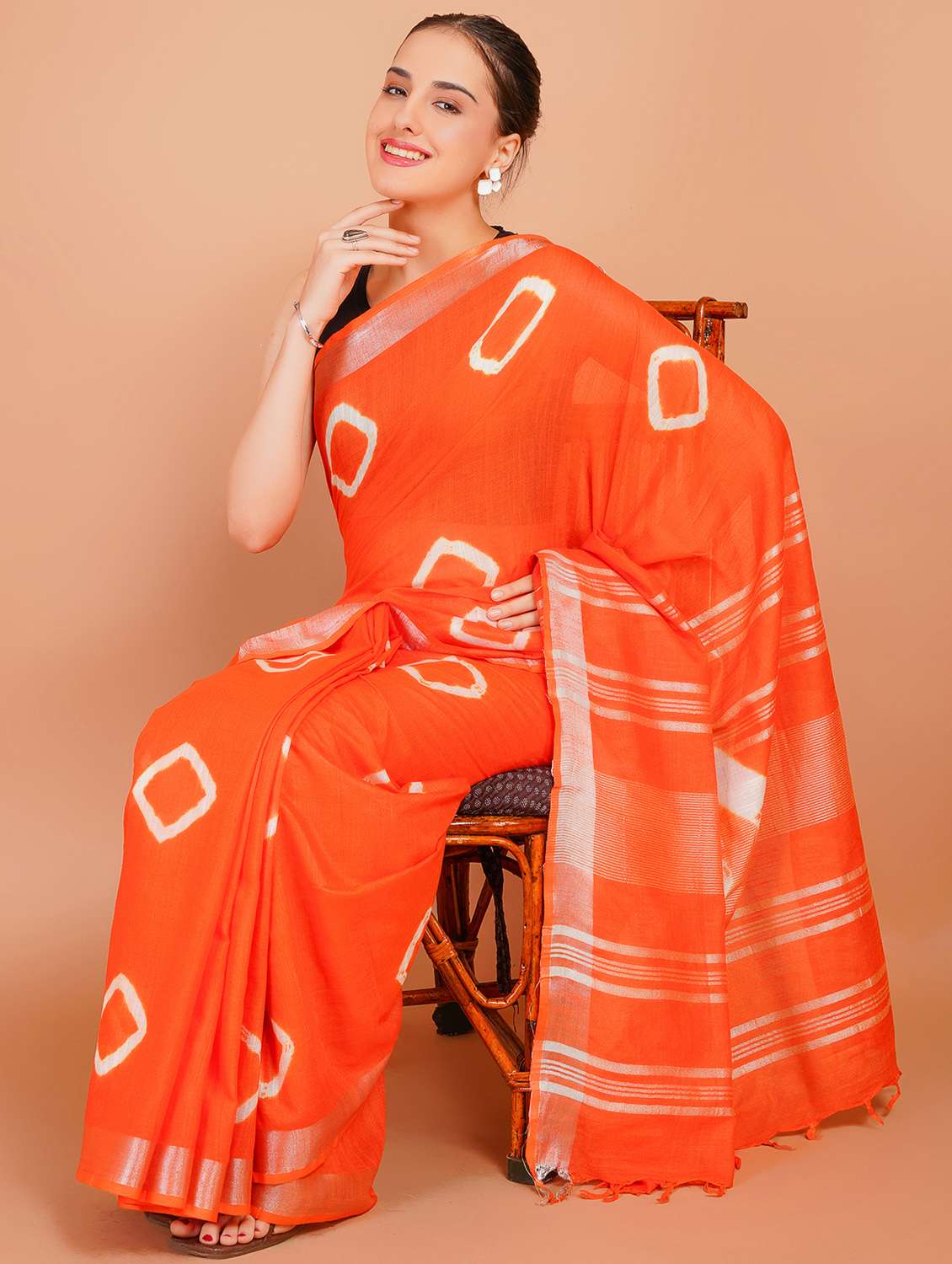 women tie & dye printed saree with blouse - 22253412 -  Standard Image - 1