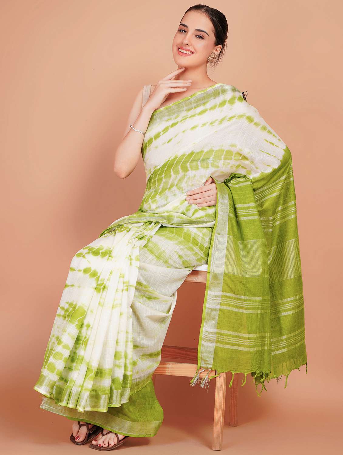 women tie & dye printed saree with blouse - 22253413 -  Standard Image - 1