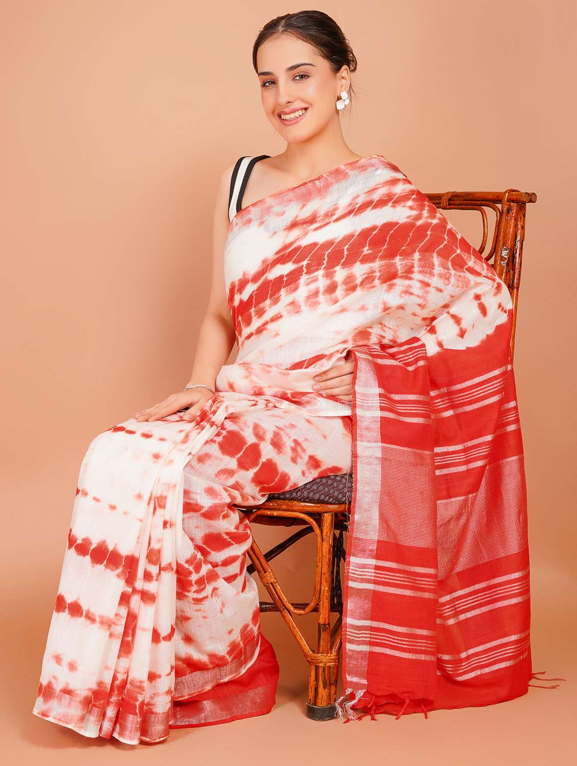 women tie & dye printed saree with blouse - 22253414 -  Standard Image - 1
