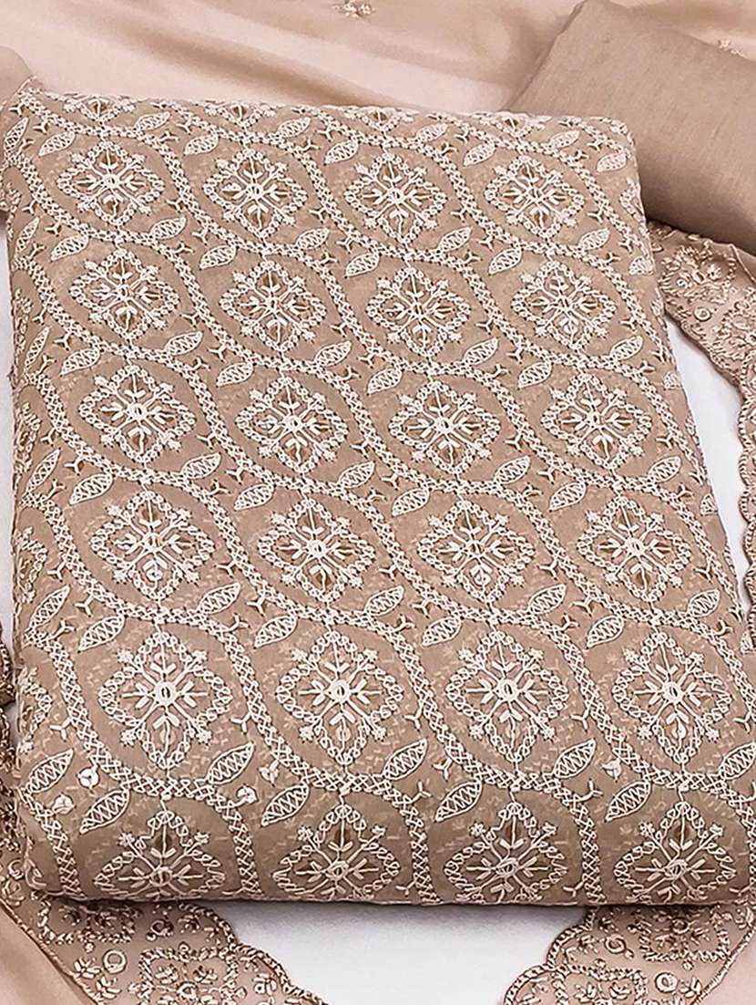 women solid with work embroidered unstitched suit set - 22253431 -  Standard Image - 1