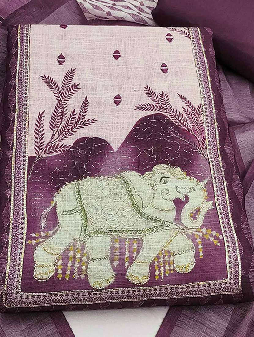 women printed mirror work unstitched suit set - 22253459 -  Standard Image - 1