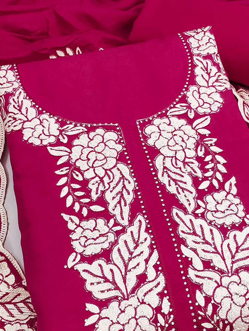 women solid with work embroidered unstitched suit set - 22253464 -  Standard Image - 1