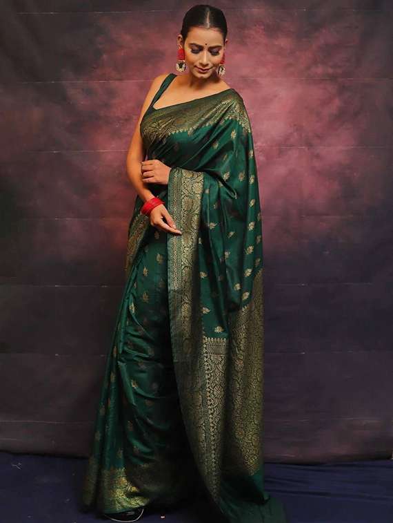 women self design banarasi saree with blouse
