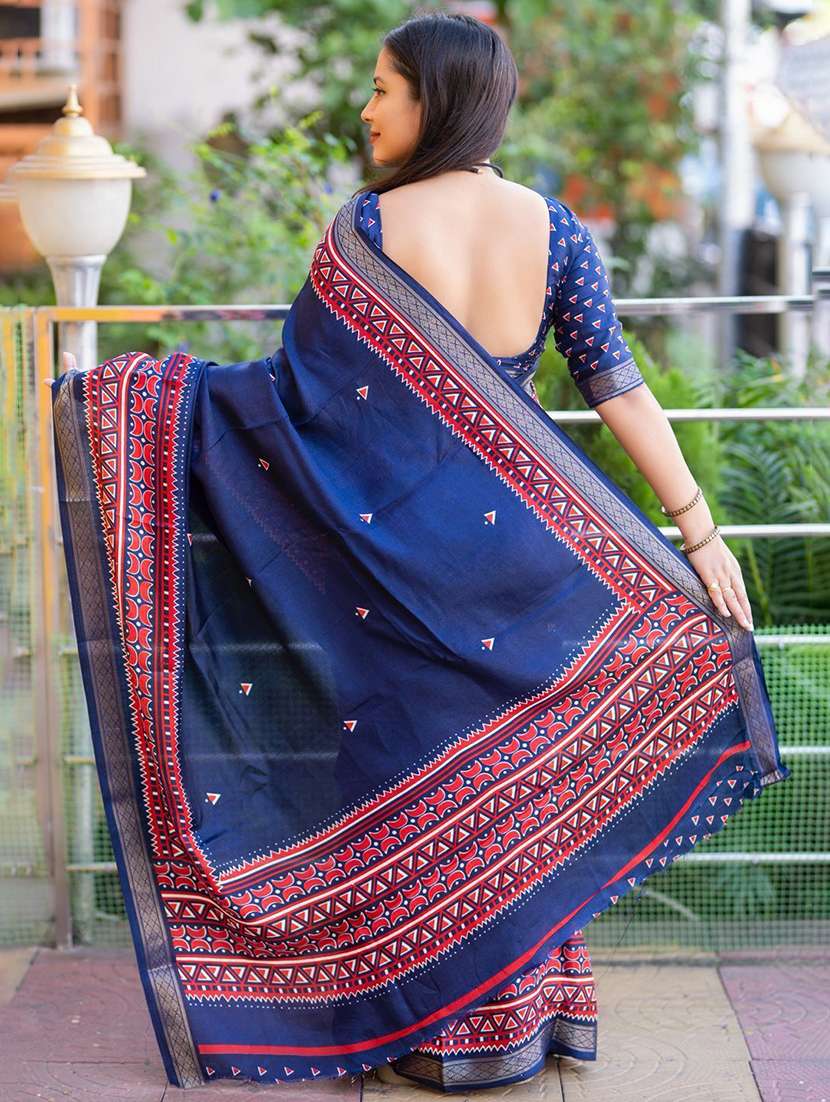 women printed casual wear saree with blouse - 22253521 -  Standard Image - 1