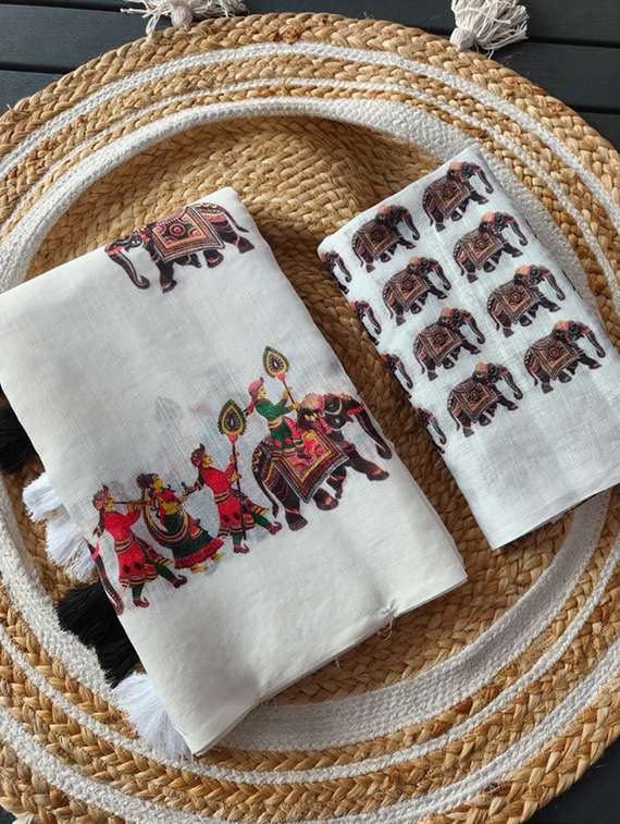 women printed casual wear saree with blouse - 22253525 -  Standard Image - 1