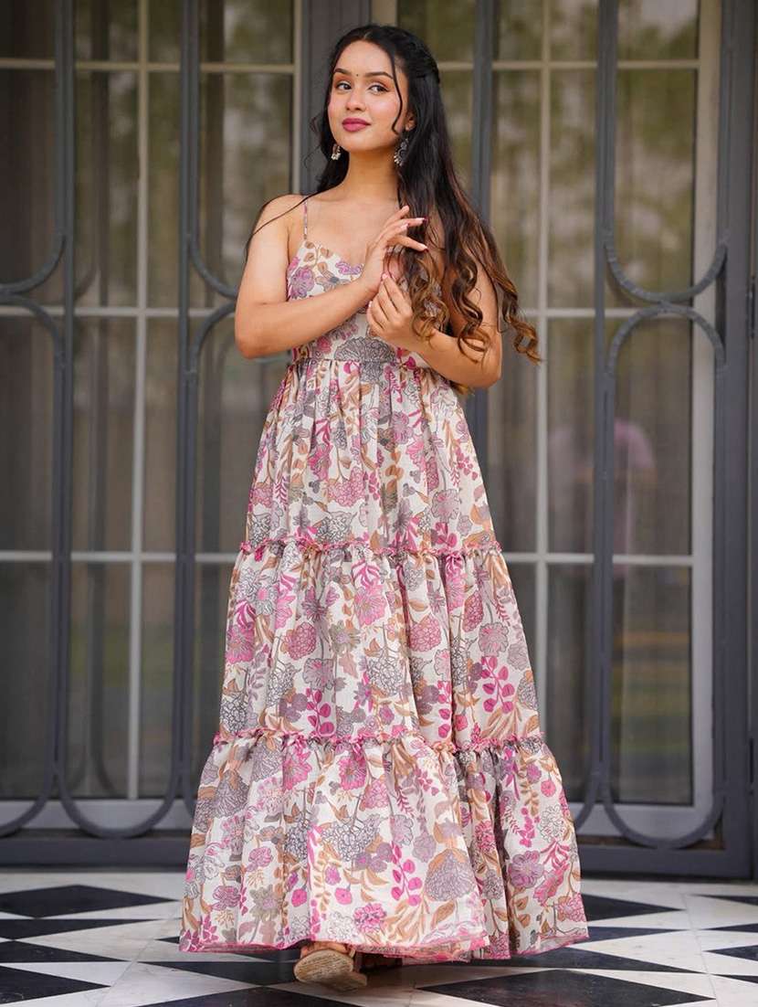 women floral sweetheart neck tiered maxi dress - 22253554 -  Standard Image - 1