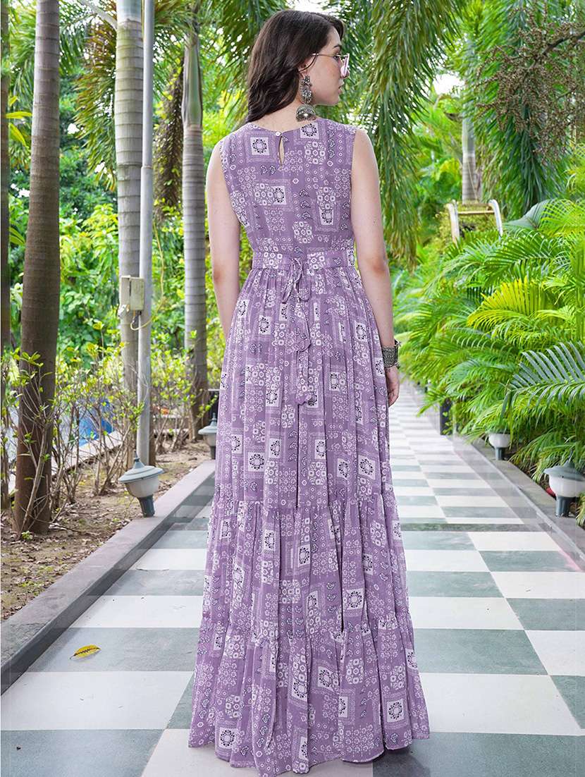 women printed round neck tiered maxi dress - 22253558 -  Standard Image - 4