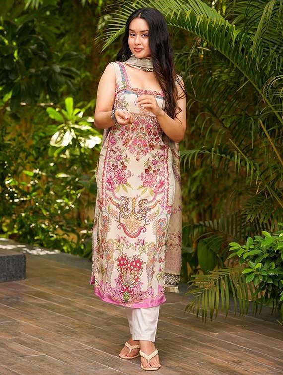women printed sleeveless kurta pant with dupatta set - 22253583 -  Standard Image - 1