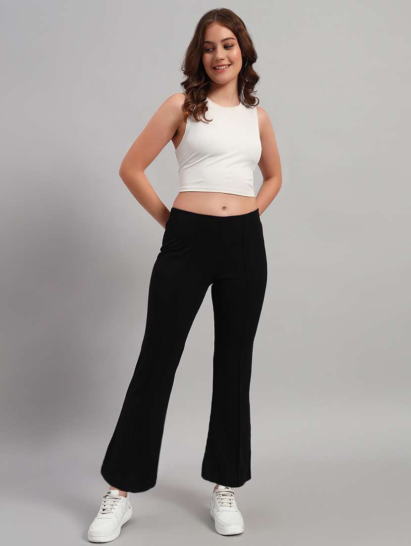 women solid mid rise bootcut trouser - 22253603 -  Standard Image - 4