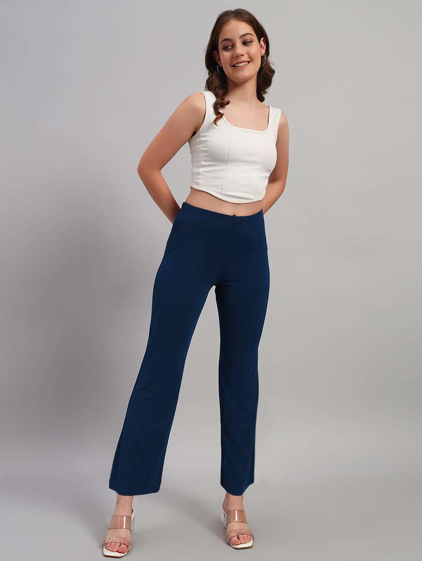 women solid mid rise bootcut trouser - 22253605 -  Standard Image - 4