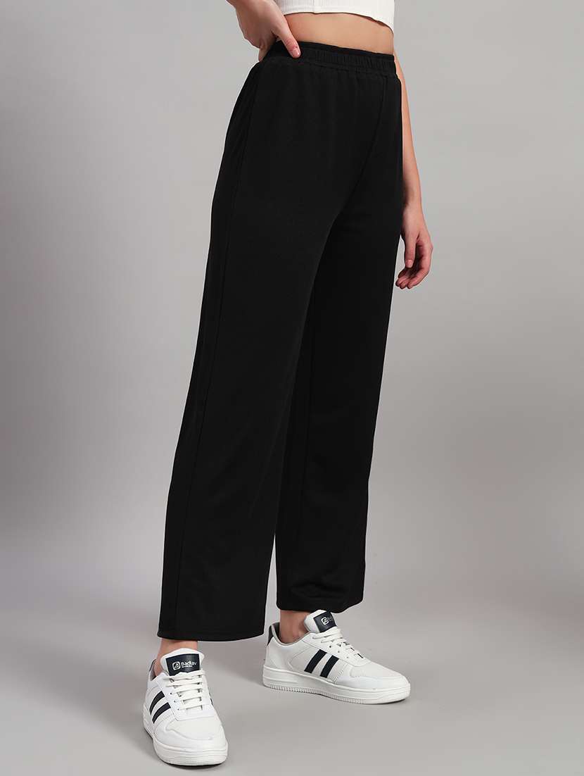women solid mid rise wide leg trouser - 22253608 -  Standard Image - 1