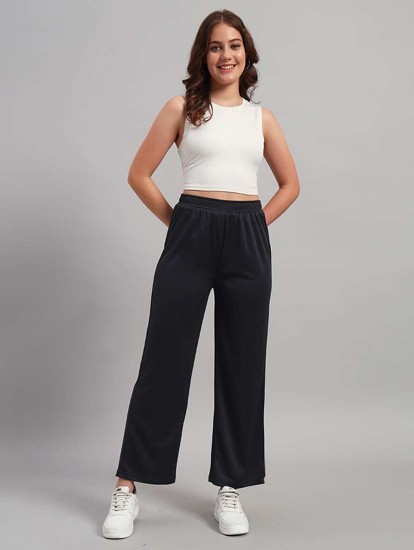 women solid mid rise wide leg trouser - 22253609 -  Standard Image - 4