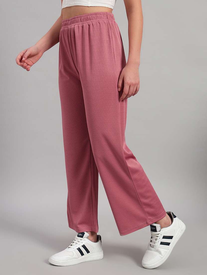 women solid mid rise wide leg trouser - 22253610 -  Standard Image - 1