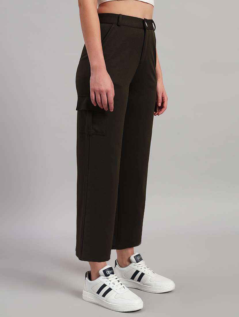 women solid mid rise cargo - 22253612 -  Standard Image - 1