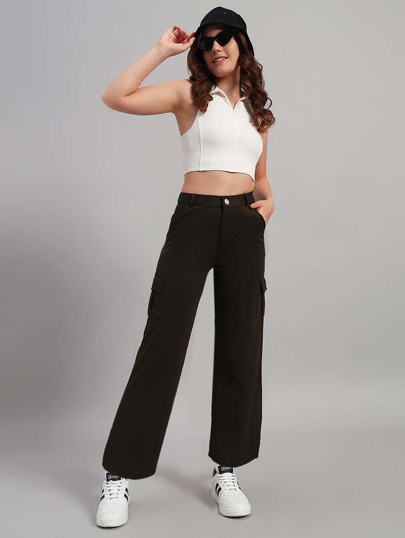 women solid mid rise cargo - 22253612 -  Standard Image - 4