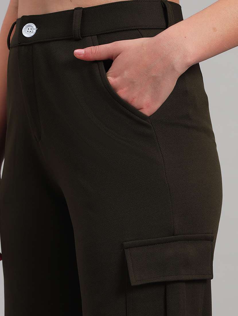 women solid mid rise cargo - 22253612 -  Standard Image - 6