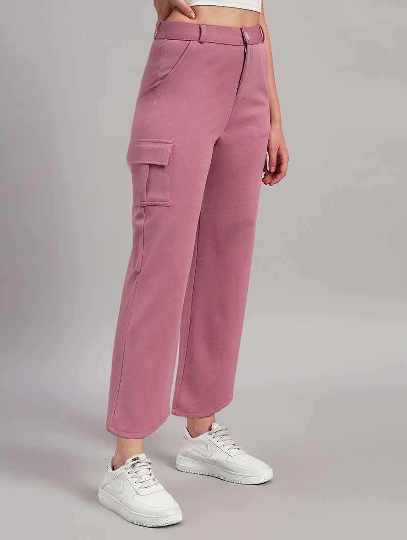 women solid mid rise cargo - 22253613 -  Standard Image - 1