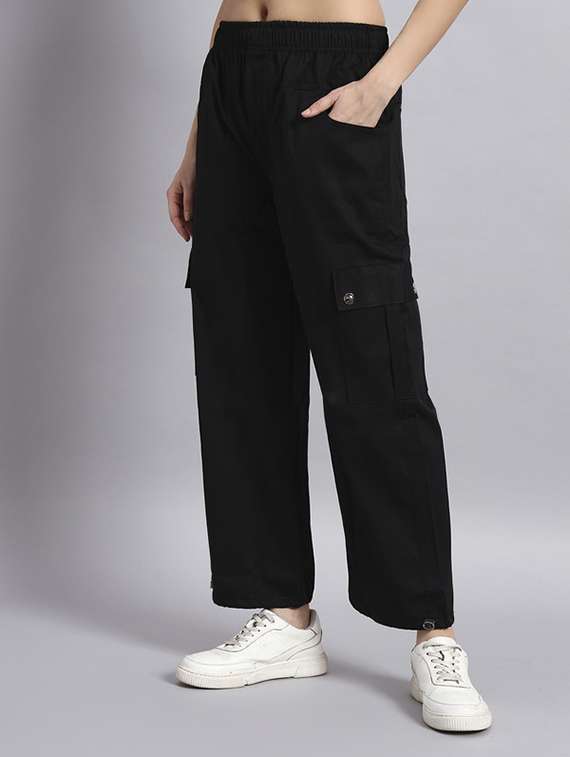 women solid mid rise cargo - 22253617 -  Standard Image - 1