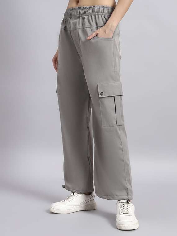 women solid mid rise cargo - 22253618 -  Standard Image - 1