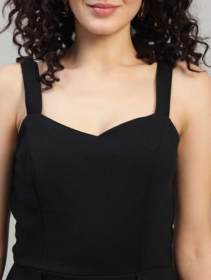 women solid shoulder strap fit and flare dress - 22253624 -  Standard Image - 6