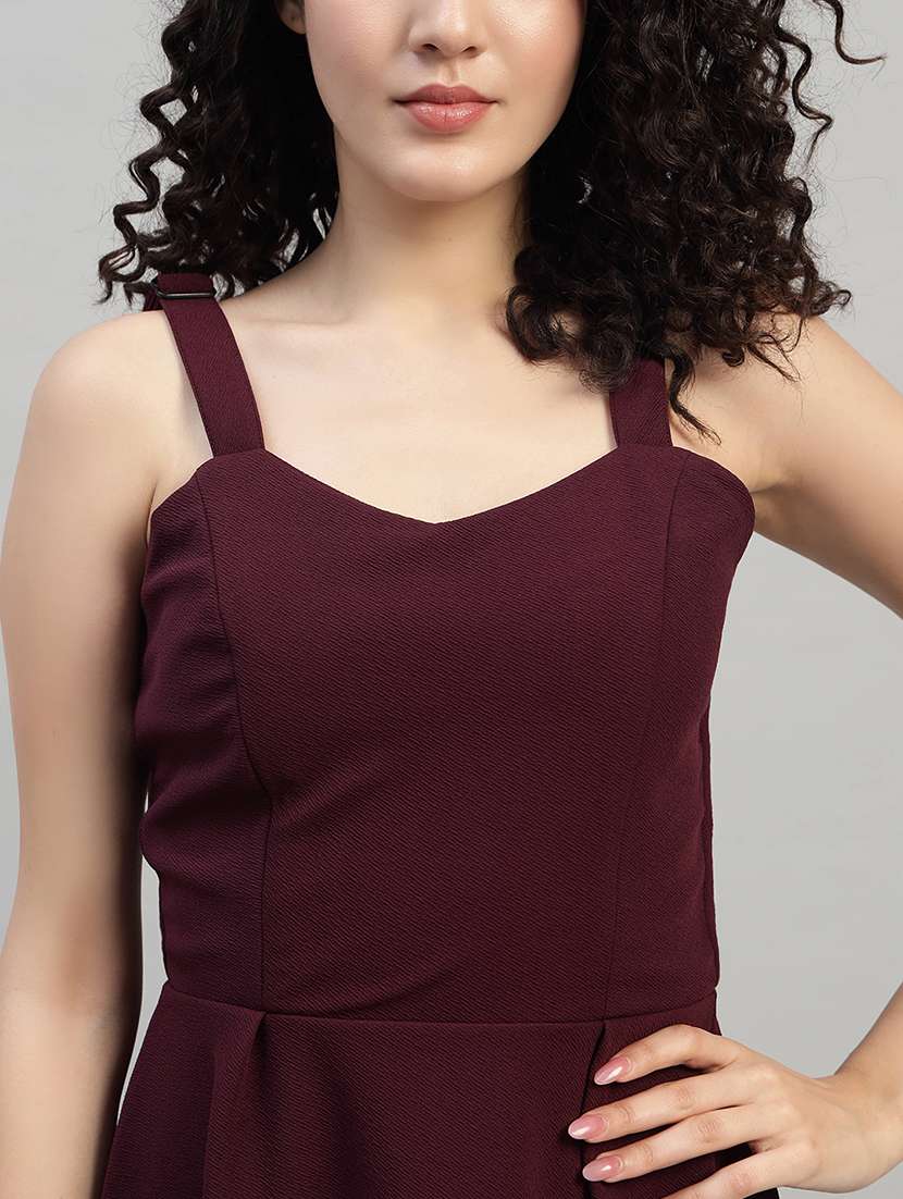 women solid shoulder strap fit and flare dress - 22253625 -  Standard Image - 6