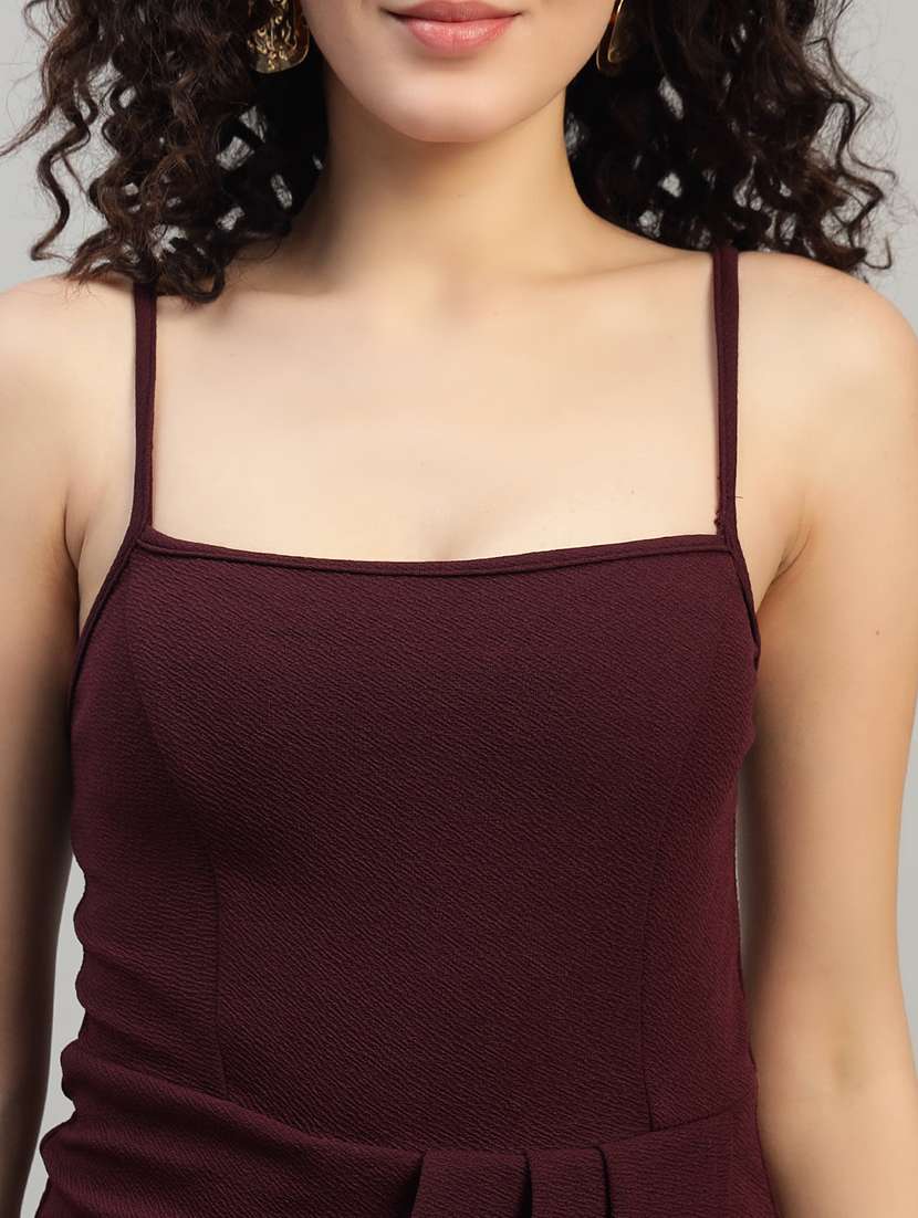 women solid shoulder strap asymmetric dress - 22253629 -  Standard Image - 6