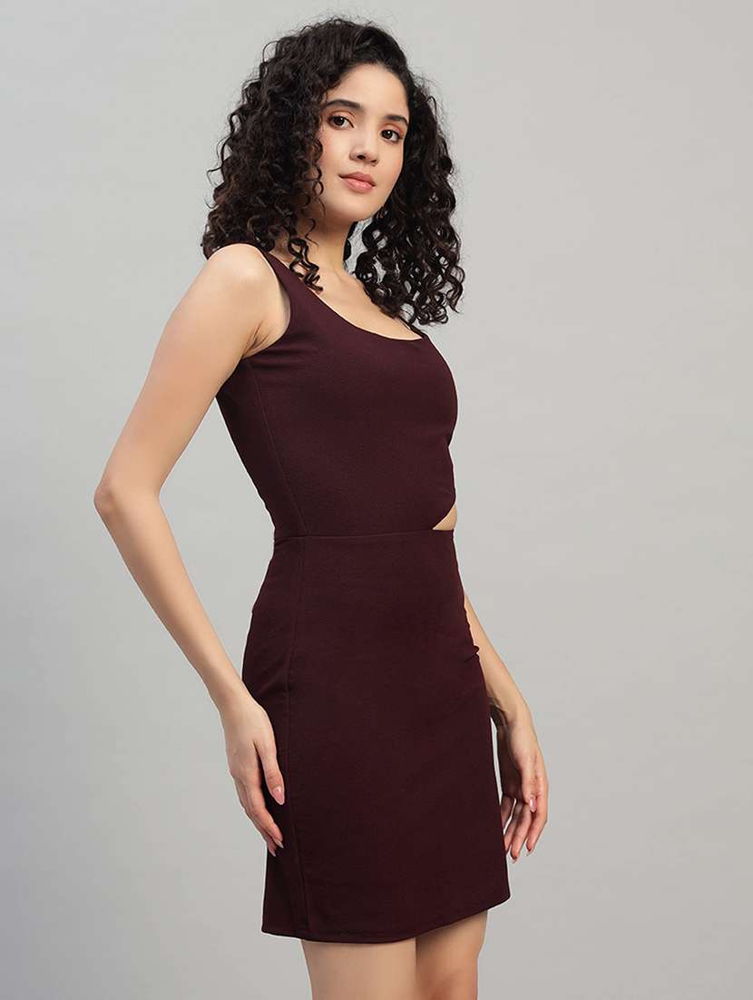 women solid shoulder strap cut out bodycon dress - 22253630 -  Standard Image - 1