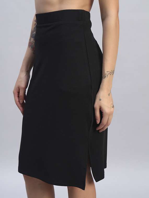 women solid high rise bodycon skirt - 22253636 -  Standard Image - 1